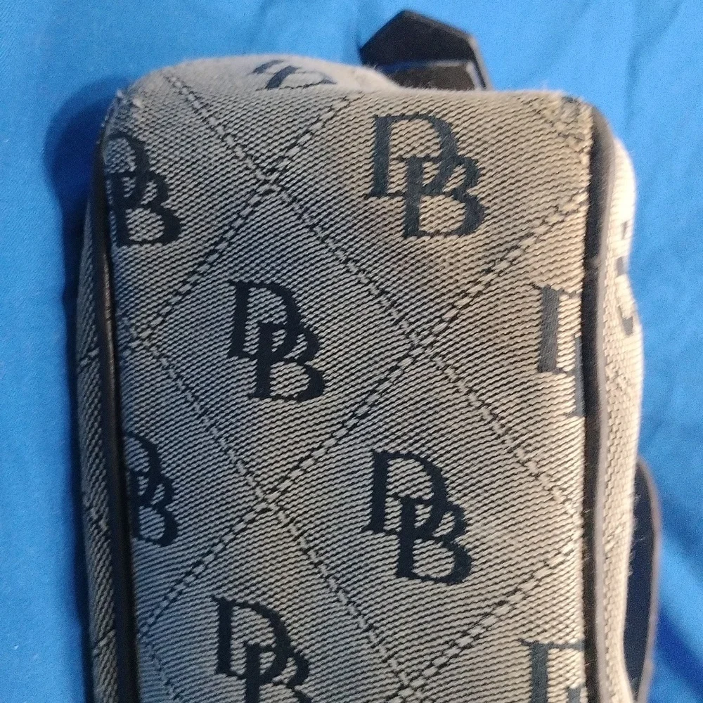 Vintage Dooney & Bourke Monogram Signature Black/Gray Canvas Leather Hobo Bag - Picture 7 of 9